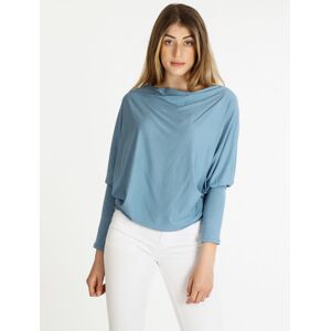 doremi Damenbluse mit Fledermausärmeln Lange Ärmel T-Shirt Damen Blau Größe Unica