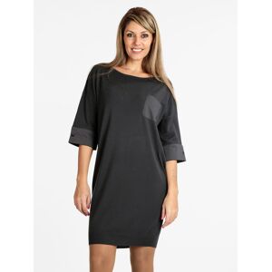 Solada Jerseykleid mit 3/4 Ärmeln Kleider Damen Schwarz Größe S/M
