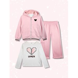 Sweet Junior 3-teiliger Sweatshirt-Trainingsanzug für Mädchen Sets 3-16 Jahre alt Mädchen Rosa Größe 04