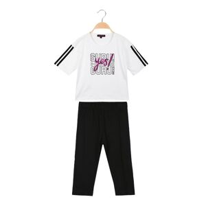 Guru Kurzes Outfit für Mädchen mit 3/4 Leggings Sets 3-16 Jahre alt Mädchen Weiß Größe 05