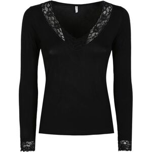 Magic Dream Langärmliges Damen-Unterwäscheshirt mit Spitze Camisolen Damen Schwarz Größe XL