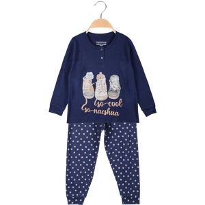 Nacshua Langer Baumwollpyjama für Mädchen Pyjama Mädchen Blau Größe 09/10