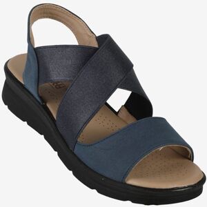 Scatti Bequeme Damensandalen mit Keilabsatz und gewebten Bändern Sandalen mit Keilabsatz Damen Blau Größe 40