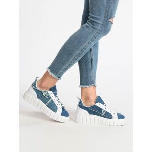 Made In Italy Stella Damen Jeans Sneakers mit Plateau Sneaker low Damen Blau Größe 40