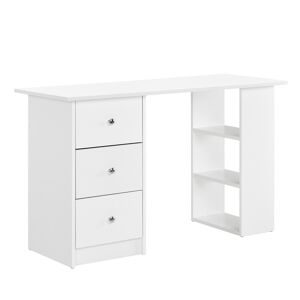 [En.Casa] Schreibtisch 120x50x72cm Bürotisch Mit Schubladen Ablage Regal Pc - Sehr Gut Weiß