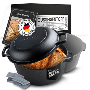 Liebthal Gusseisen Topf Brot Backen - Robuster Brottopf Mit Passgenauer - Akzeptabel Schwarz