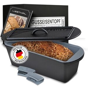 Liebthal Brotbackform Mit Deckel - Gusseisen Topf Mit Passgenauer - Akzeptabel Schwarz 3,5 Liter