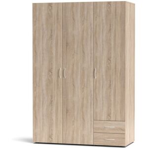 Toscohome 120x177h cm Kleiderschrank aus Holz mit drei Türen und zwei Schubladen Sonoma Eiche Farbe - Seba