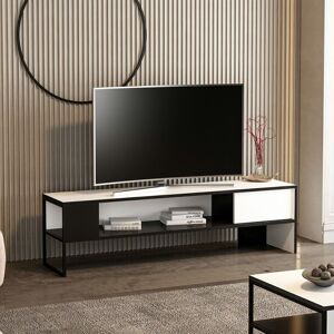 Toscohome TV-Ständer 150x42h cm Metallstruktur weiß und schwarz Farbe - Concordtv