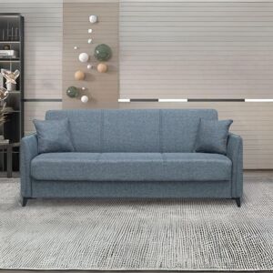 Toscohome Schlafsofa mit Stauraum 3-Sitzer grau Stoff 225 cm - Erle