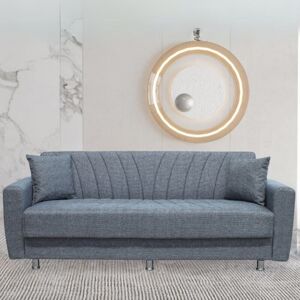 Toscohome 3-Sitzer Sofa mit Stauraum und Bettfunktion grau - Poem