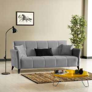 Toscohome 3-Sitzer Schlafsofa mit Stauraum in grauem Stoff - Levy