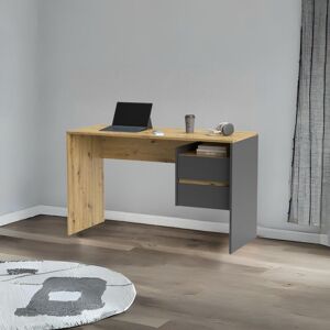Toscohome Moderner Schreibtisch mit 2 Schubladen 125 cm Eiche und Anthrazit - Paco3