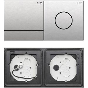 Gira 106 System 2-fach Gegensprechanlagen Set Edelstahl V4A mit Sprachmodul und Klingelmodul 1 Ruftaste Edelstahl + Audio-Steuergerät mit Gravur