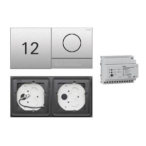 Gira 106 System 2-fach Gegensprechanlagen Set Edelstahl V4A mit Sprachmodul mit 1 RT Edelstahl und Infomodul + Audio-Steuergerät ohne Gravur