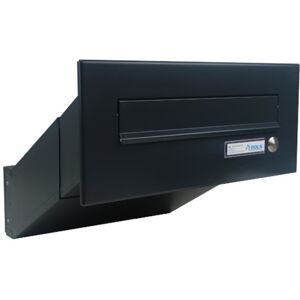 DOLS D-042 Mauerdurchwurf Briefkasten in RAL 9005 Schwarz (Tiefe: 33-50 cm) mit Klingel