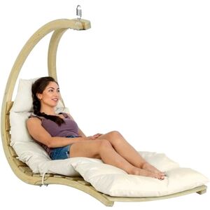 Amazonas Hängesessel Swing Lounger creme - Schwebelige + Sitzkissen + Spiralfede...