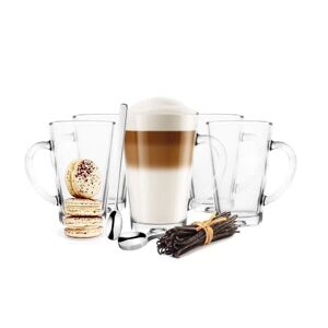 Sendez Latte-Macchiato-Glas 6 Latte Macchiato Gläser 300 ml mit Henkel und 6 Ede...