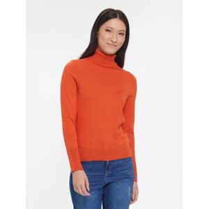 PETER HAHN Strickrollkragenpullover Damen Baumwolle, orange