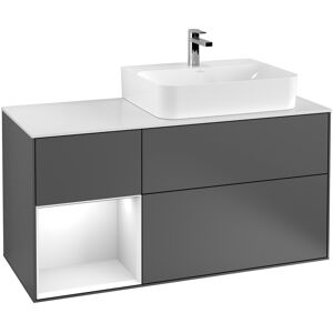 Villeroy & Boch Waschtischunterschrank „Finion“ für Schrankwaschtisch 120 × 60,3 × 50,1 cm 3 Schubladen, für Waschtischposition rechts, inkl. Beleuchtung in rechts