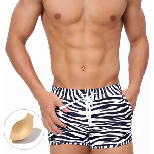 Uxh Fashion Herren-Badehose, Badehose, Zebrastreifen, Enge Passform, Sexy Badebekleidung, Strandkleidung, Bräunen, Surfen, Fitnessstudio Schwarz