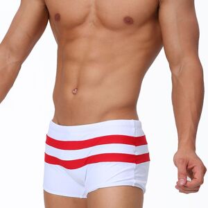 Uxh Fashion Herren Badehose Mit Reißverschluss Hinten, Eng Anliegend, Sexy Bademode, Strandbekleidung, Bräunen, Surfen, Fitnessstudio Weiß Xl