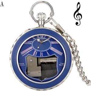 Happy Toadd Cart Transparentes Glas Musikalische Taschenuhr Schwanensee Melodie Musik Uhr Antike Anhänger Taschenuhr Vintage Quarz Uhren Geschenk 1pcs-A