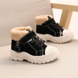 Mechamaxon 2023 Kinder Warme Stiefel Winter Jungen Plus Verdicken Samt Baumwolle Schuhe Mädchen Wasserdichte Kurze Stiefel Baby Baumwolle Stiefel Schwarz 22