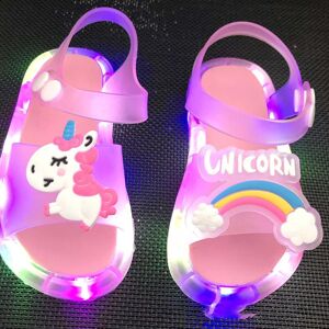 Xieduoduo Mädchen Hausschuhe Kinder Einhorn Led Kinder Hausschuhe Baby Sandalen Kinder Schuhe Für Mädchen Jungen Leuchtende Schuhe Kleinkind Rosa/blau 28-29