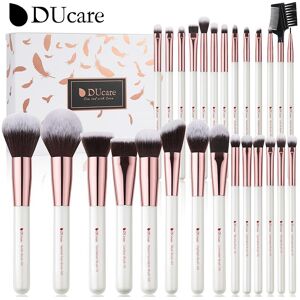Ducare Pearl White Make-Up-Pinsel-Set, 27-Teilig, Professioneller Pinsel Für Make-Up, Foundation, Lidschatten, Synthetisches Ziegen-Pony-Haar, Make-Up