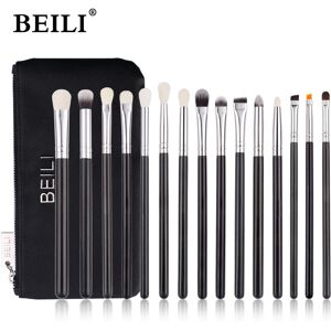Beili Augen-Make-Up-Pinsel-Set, 15-Teilig, Natürliches Ziegenhaar, Lidschatten-Pinsel-Set, Weiche Synthetische Mischung, Concealer, Eyeliner Mit Tasch
