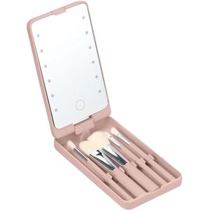 Winnerer Saturn Reise-Make-Up-Pinsel-Set Mit Led-Lichtspiegel, Reise-Make-Up-Pinsel-Set, 5-Teiliges Make-Up-Pinsel-Set Mit Led-Spiegeletui, Wiederaufladbarer, Klappba