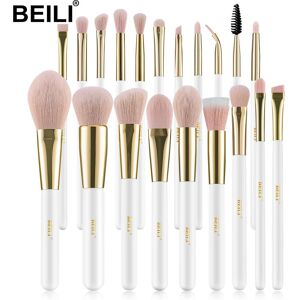 Beili Weißgold Make-Up Pinsel Professionelle Foundation Lidschatten Puderpinsel Hochwertiges Rosa Synthetisches Make-Up-Pinsel-Set 20pcs