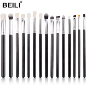 Beili Augen-Make-Up-Pinsel-Set, 15-Teilig, Natürliches Ziegenhaar, Lidschatten-Pinsel-Set, Weiche Synthetische Mischung, Concealer, Eyeliner Mit Tasch