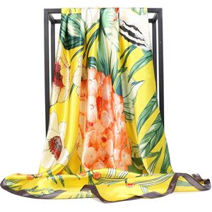 Silk City Scarf Hochwertige, Luxuriöse Seidenschals, Stirnband, Schals, Halstuch Für Damen, Ketten-Seidenschal, Dekorativer Schal Für Damen Gelb 90*90cm