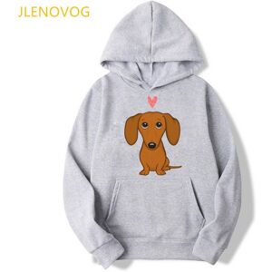Xuhaijian02 Niedlicher Dackel Hund Liebe Cartoon Print Plus Size Hoodie Damen Sweatshirts Harajuku Kawaii Winter Warme Weibliche Pullover Streetwear