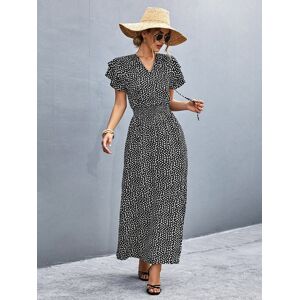 Get One 2023 Neuankömmling: Kleid Mit V-Ausschnitt, Schnürung Und Schlitz Für Den Europäischen Und Amerikanischen Markt. Schwarz