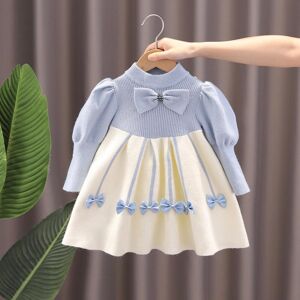 Winnerer Neptune 1 Bis 6t Kinder Mädchen Kleid Mit Blumendruck Und Schleife, Gerippter Rundhalsausschnitt, Herbstkleid Für Mädchen