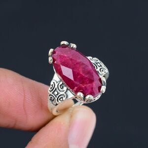 925silverpalace2012 Natürlicher Rubin Aus 925er-Sterlingsilber, Ovaler Edelstein, Handgefertigter Krappenfassungsring Für Frauen Und Mädchen Rot 10