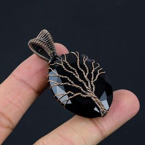 Copperie Baum Des Lebens Schwarzer Spinell Edelstein Kupferdraht Wickelanhänger Handgefertigter Schmuck Geschenk Für Sie