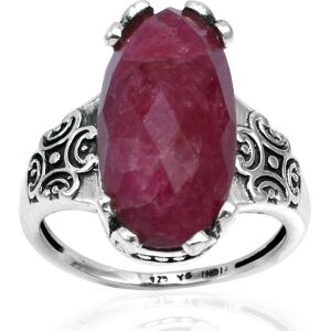 Allisonsilverco Natürlicher Rubin 925 Sterling Silber Oval Form Edelstein Handgefertigter Ring Mit Krappenfassung Für Frauen & Mädchen Rot 7