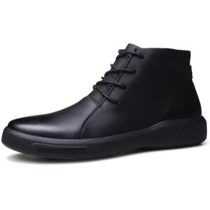Perfect Boy Kurze Stiefel Herren Herbst Und Winter Herrenstiefel Rindsleder Retro-Schuhe All-Match-Leder-Baumwollschuhe Schwarz 41