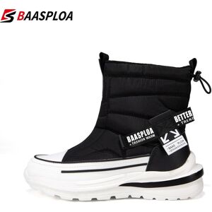 Baasploa Winterschuhe Stiefel Baumwollschuhe Rutschfeste, Verschleißfeste Schneestiefel Bequeme Damenschuhe Mit Hohen Gang Und Dicken Sohlen Schwarz W