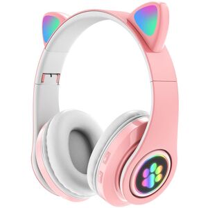 Vaorlo Neue B39 Kopfhörer Nette Katze Ohr Atmen Beleuchtung Stereo Faltbare Gamer Headset Mit Mikrofon Für Kinder Frauen Geschenk Kopfhörer Pink