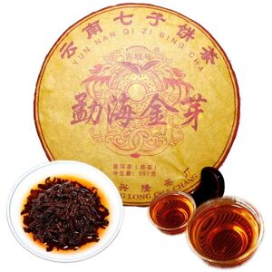 Helloyoung 357g Reifer Pu Erh Tee Puer Tee Kuchen Menghai Golden Bud Fermentierter Schwarztee Yunnan