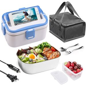 Listing Stainless Utensil Heizungs-Lunchbox, 1,8 L, 60 W, Tragbar, Edelstahl, 110/220 V + 12 V/24 V, Dual-Stromversorgungsschnittstelle Eu Plug