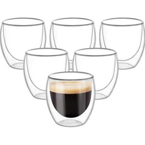 Qiang Sheng Hitzebeständige Doppelwandige Glas-Thermaltasse, Espresso-Kaffee-Set, Bierkrug, Tee, Hält Heiße Und Kalte Getränke, Isolierte Gläser 4piece-80ml
