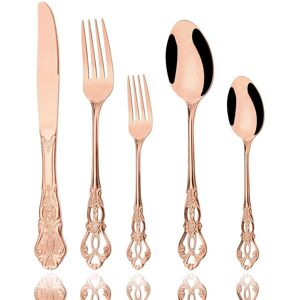 Veg Home 5 Teile/satz Gold Geschirr Edelstahl Besteck Set Royal Löffel Gabeln Messer Abendessen Besteck Küche Westlichen Geschirr Geschenk Roségold