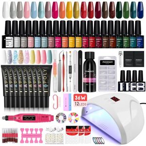 Phoenixy Nail Desigh Phoenixy Nagel-Set Mit Nagellampe, Nageltrockner, Nagelbohrmaschine, Maniküre-Set, Einweich-Nagelkunst-Werkzeug-Set, Poly-Nagelgel-Nagellack-Set Set 0