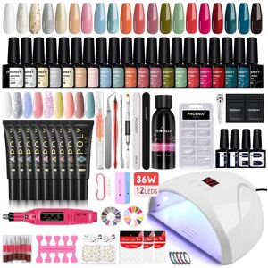 Phoenixy Nail Desigh Phoenixy Nagel-Set Mit Nagellampe, Nageltrockner, Nagelbohrmaschine, Maniküre-Set, Einweich-Nagelkunst-Werkzeug-Set, Poly-Nagelgel-Nagellack-Set Set 0